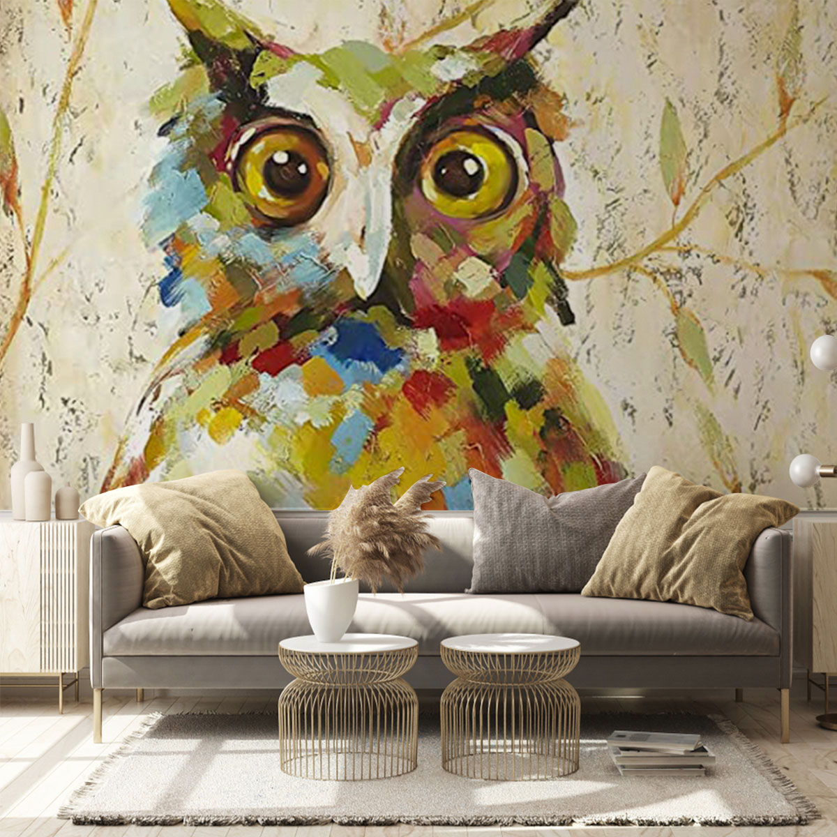Funny Owl Wall Mural_2_1