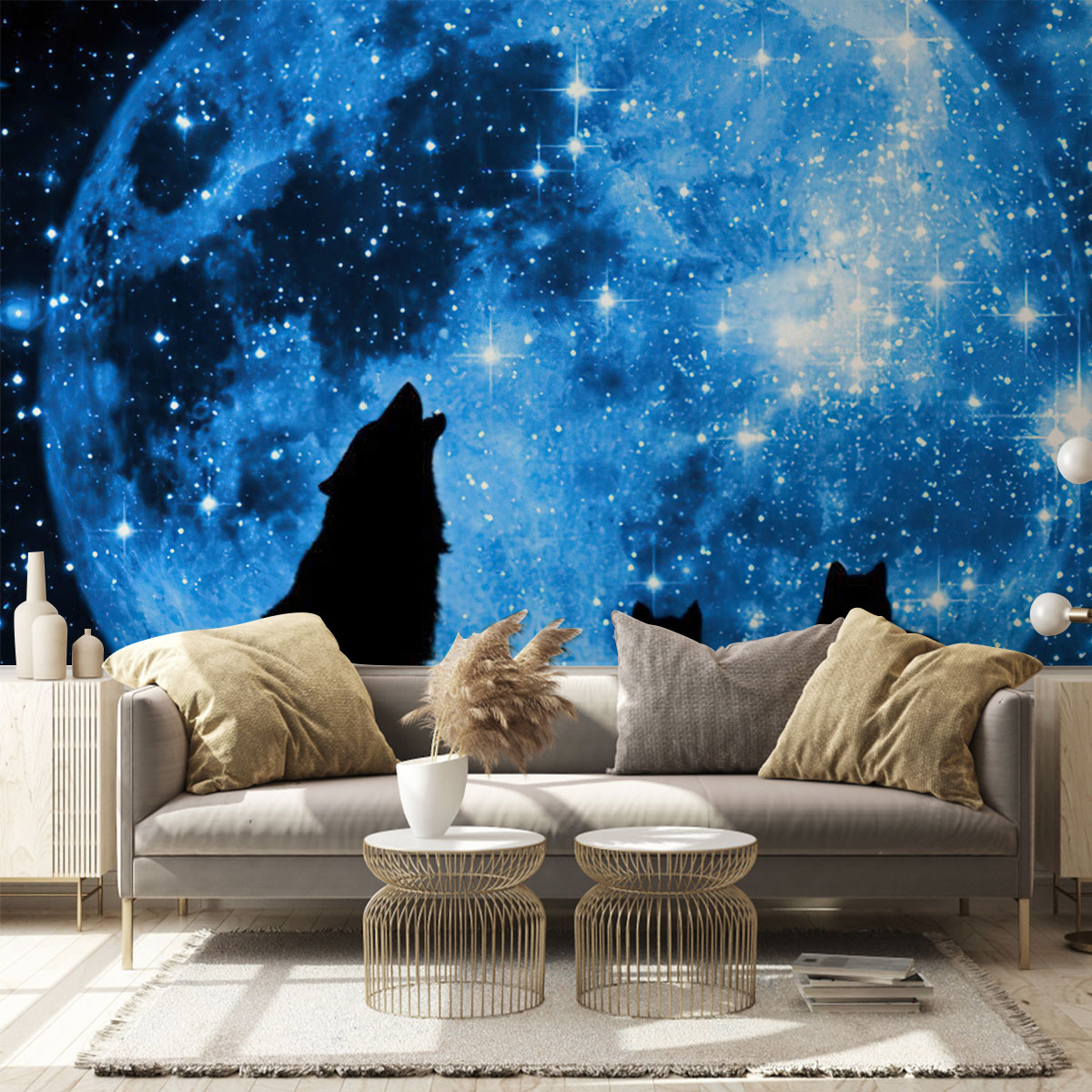 Galaxy Moonlight Wolf Wall Mural_2_1