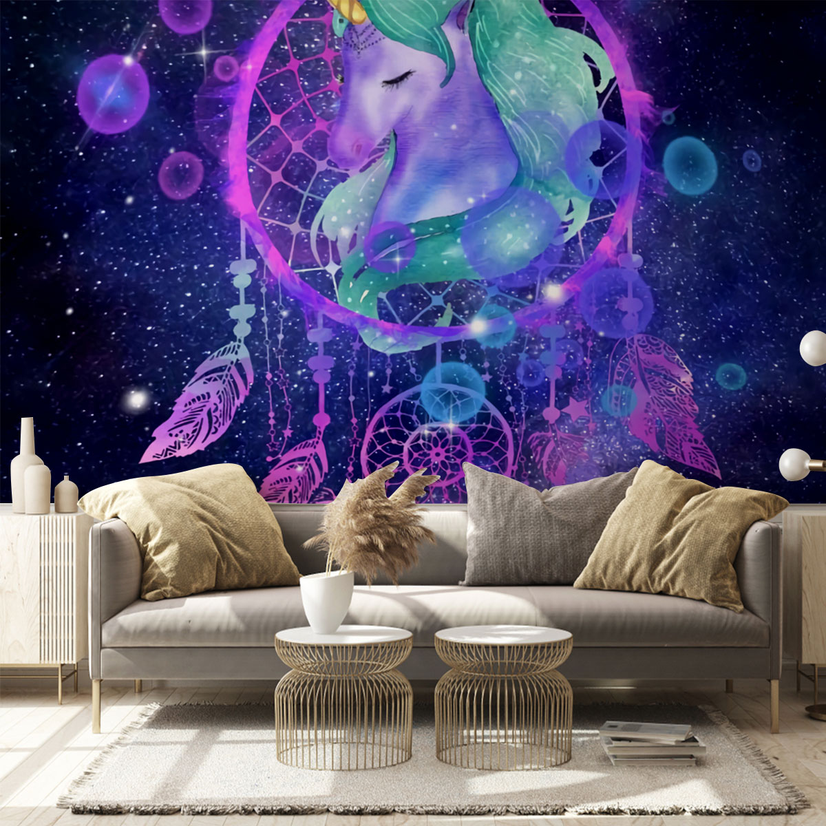 Galaxy Unicorn With Dream Catcher Wall Mural_2_1