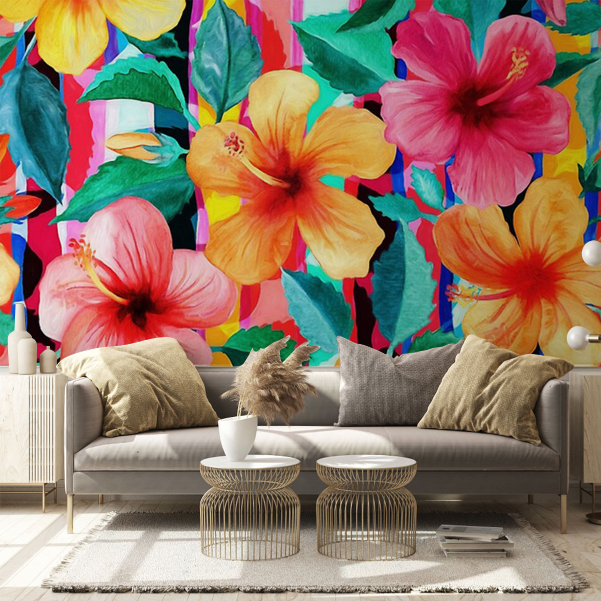 Hawaiian Hibiscus Floral Wall Mural_2_1
