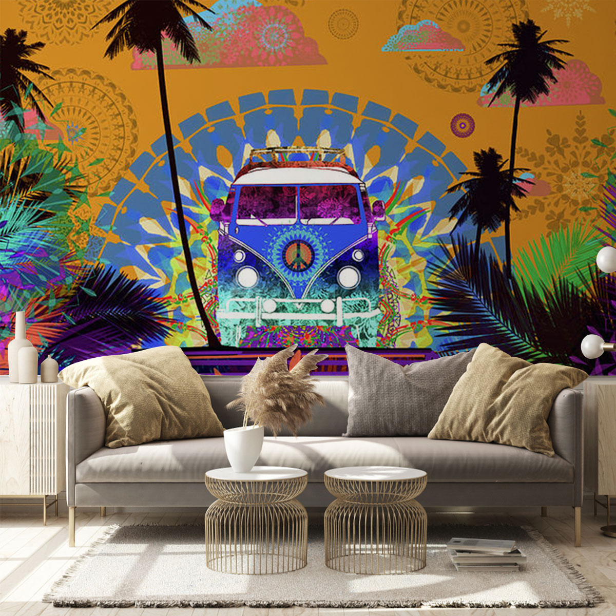 Hippie Go Camping Wall Mural_2_1