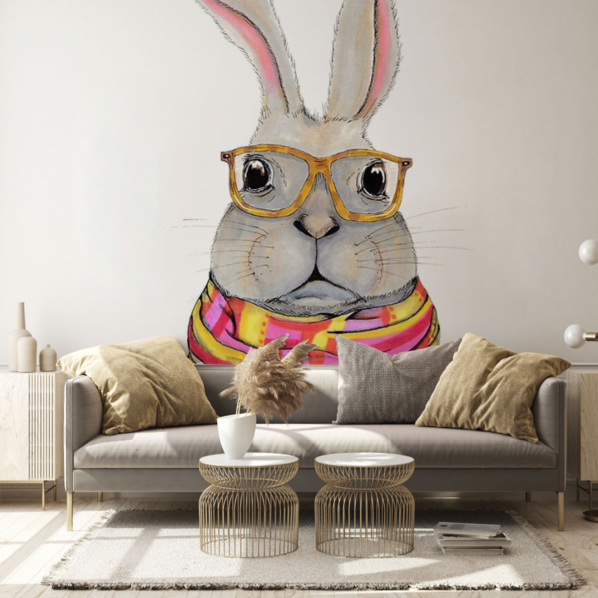 Hipster Bunny Wall Mural_2_1