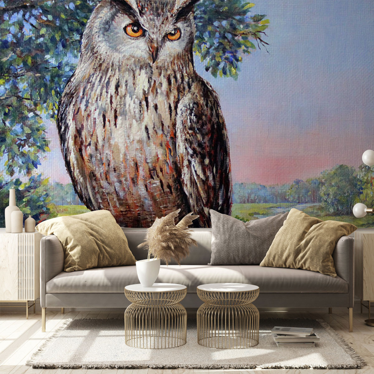 Landscape With Owl Wall Mural_2_1