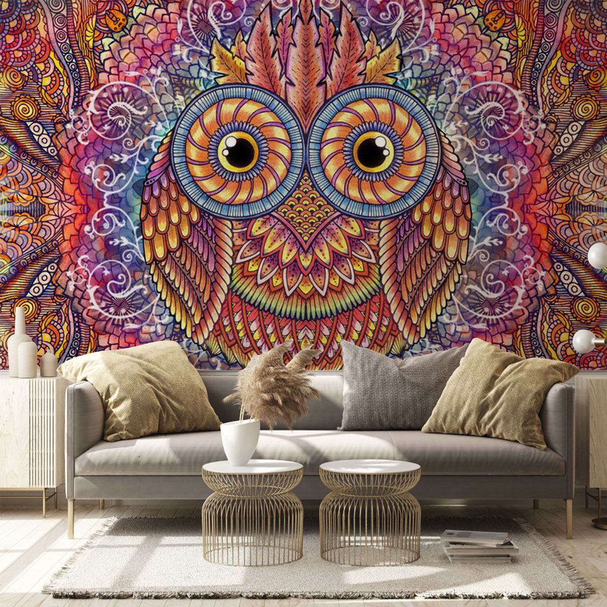 Mandala Owl Wall Mural_2_1