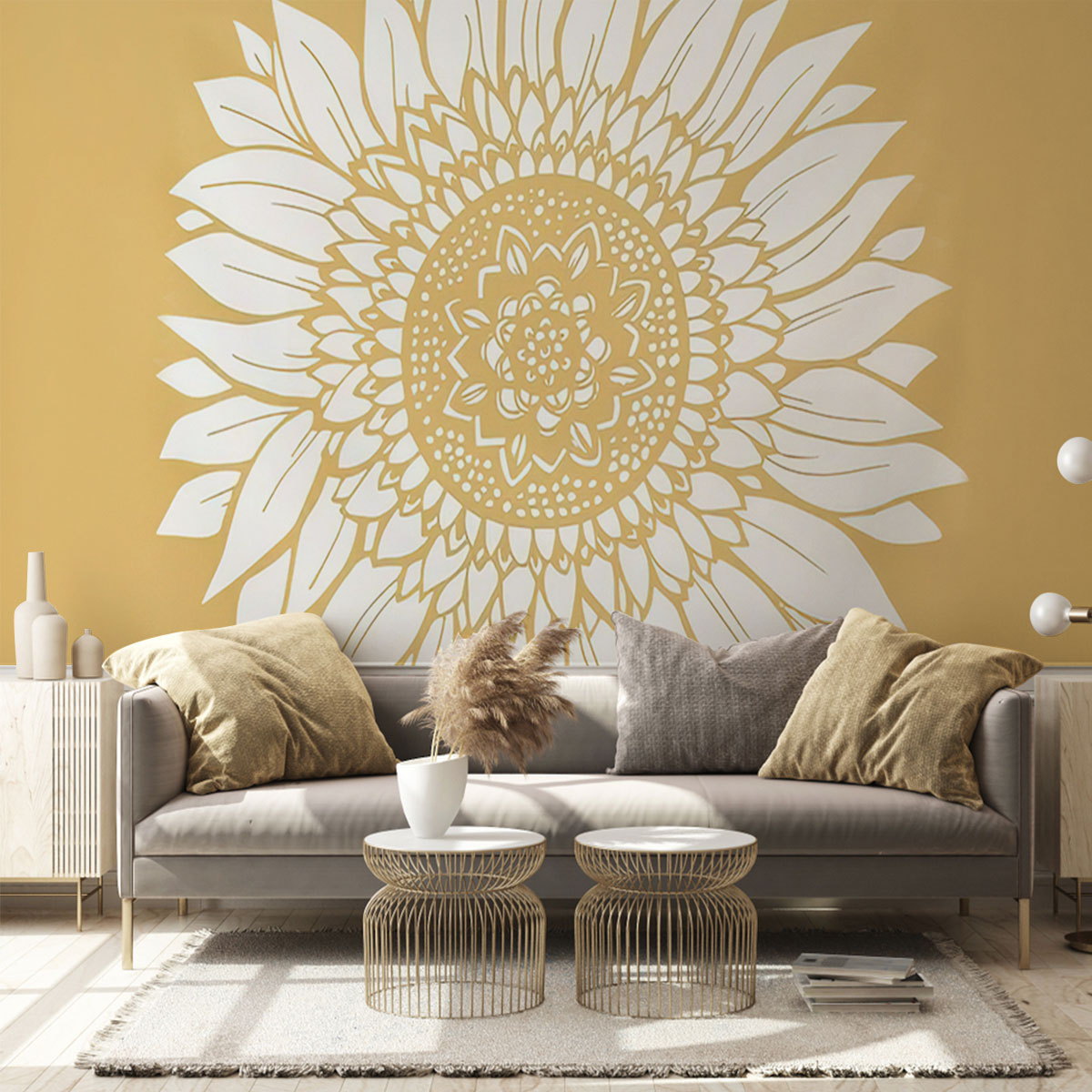 Mandala Sunflower Wall Mural_2_1