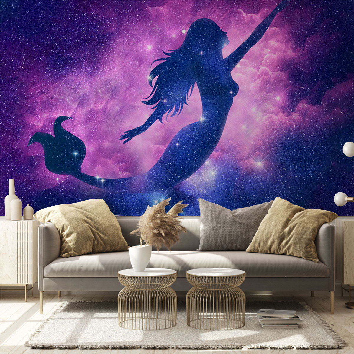 Mermaid In Galaxy Space Wall Mural_2_1