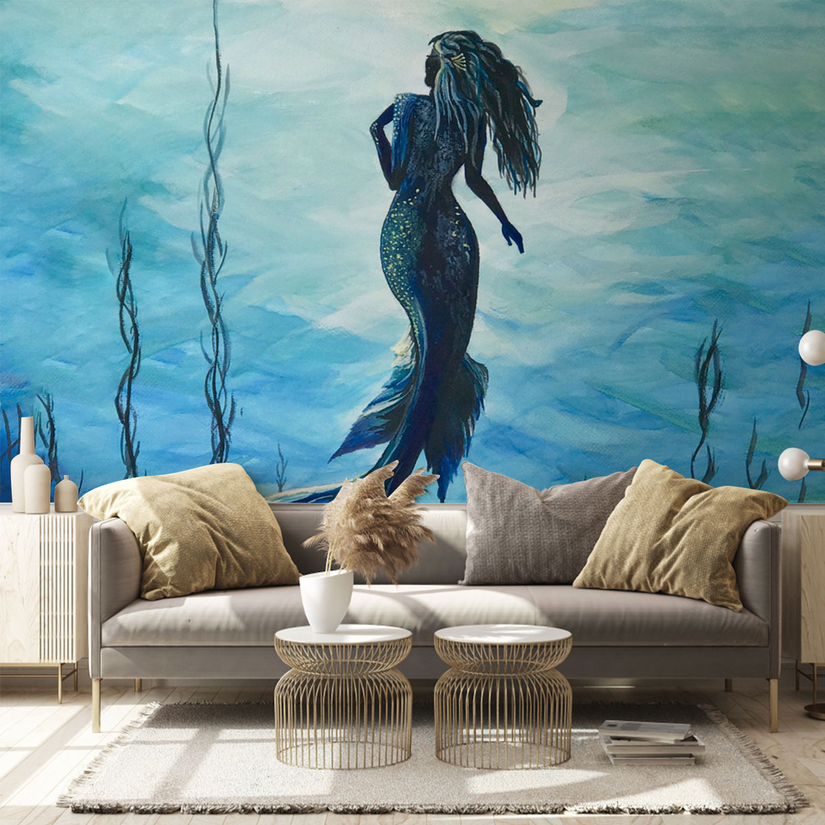 Mermaid Under The Sea Wall Mural_2_1