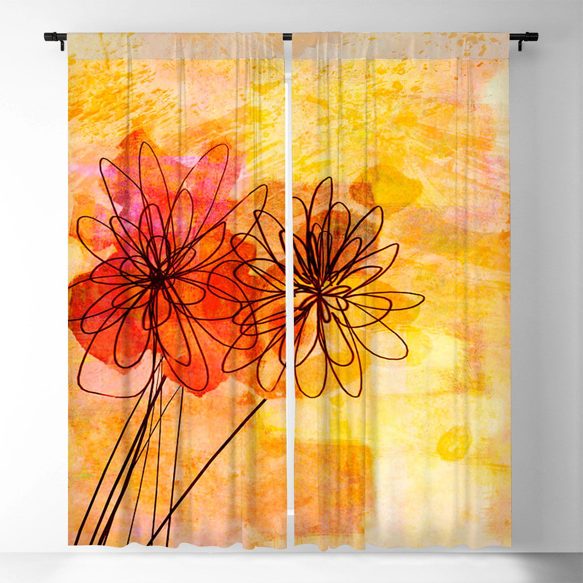 Floral Whimsy Abstract Window Curtain_2_1