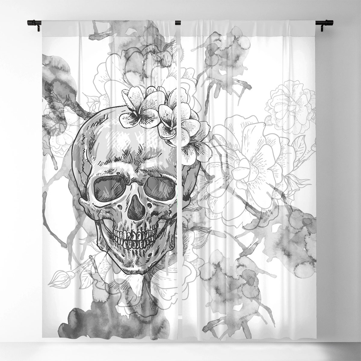 Forever Flower Skull Window Curtain_2_1
