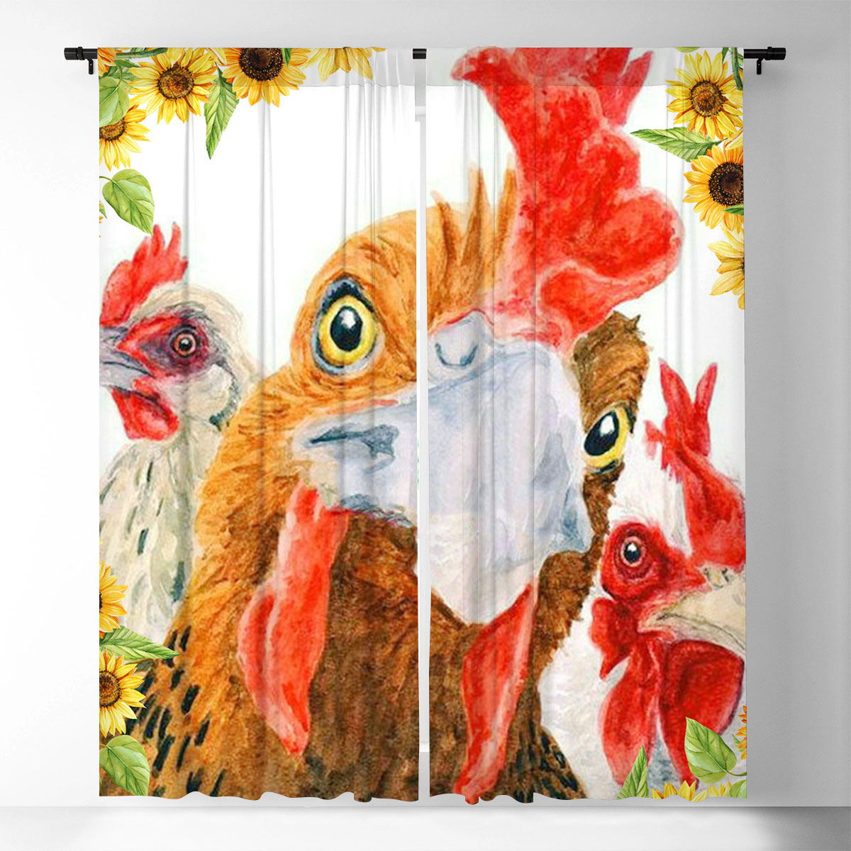 Funny Chicken Window Curtain_2_1