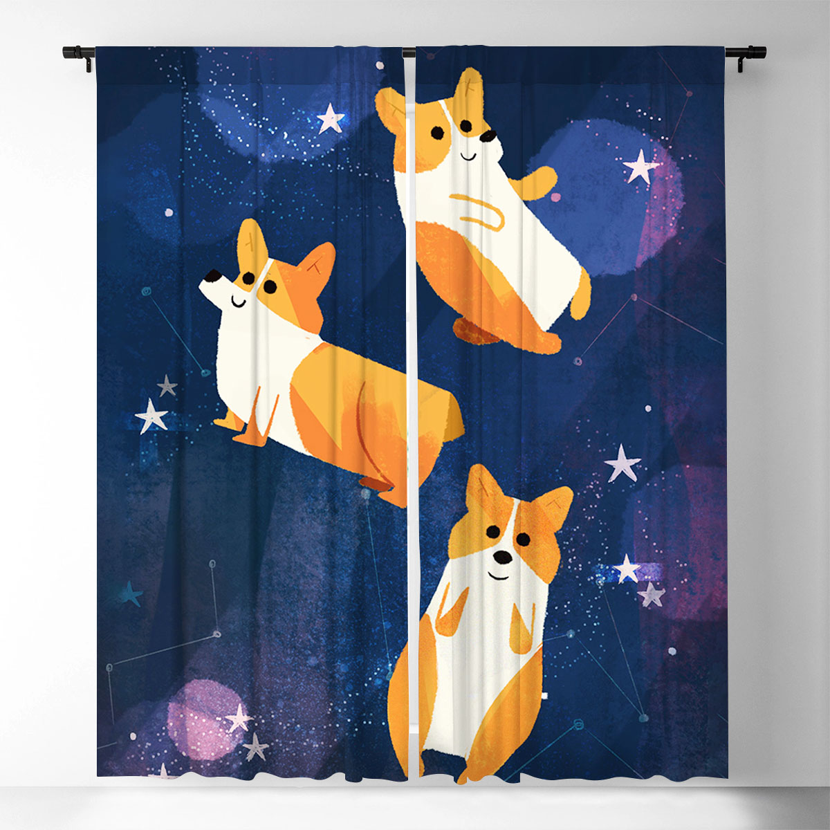 Galaxy Cute Dog Window Curtain_2_1