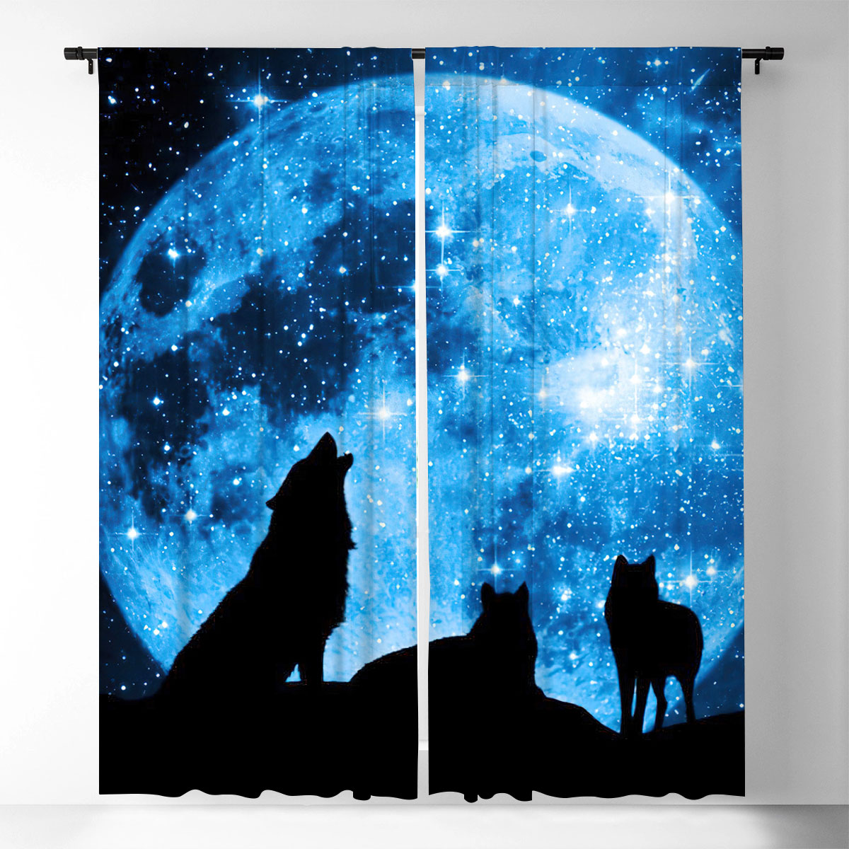 Galaxy Moonlight Wolf Window Curtain_2_1