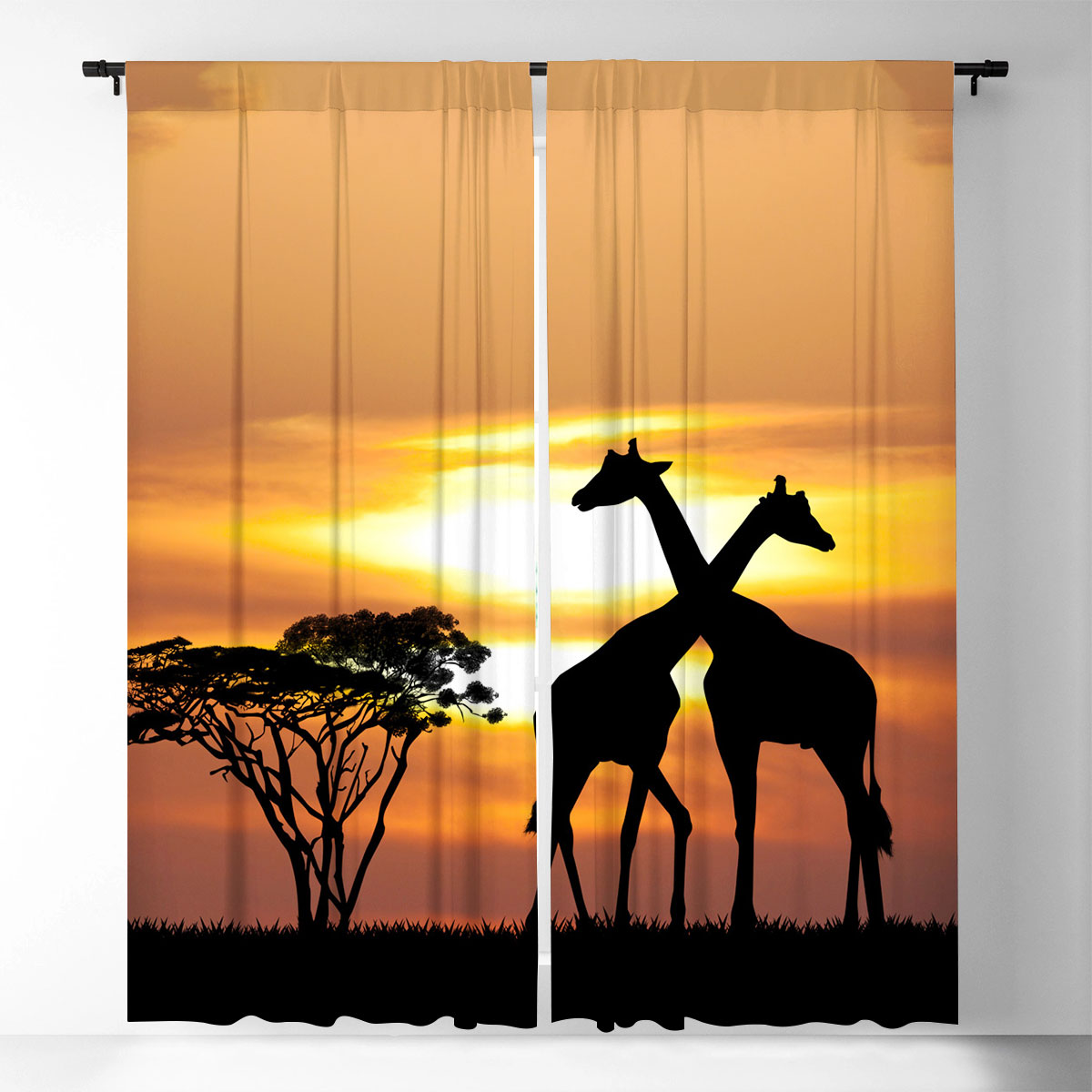 Giraffe Under The Night Window Curtain_2_1