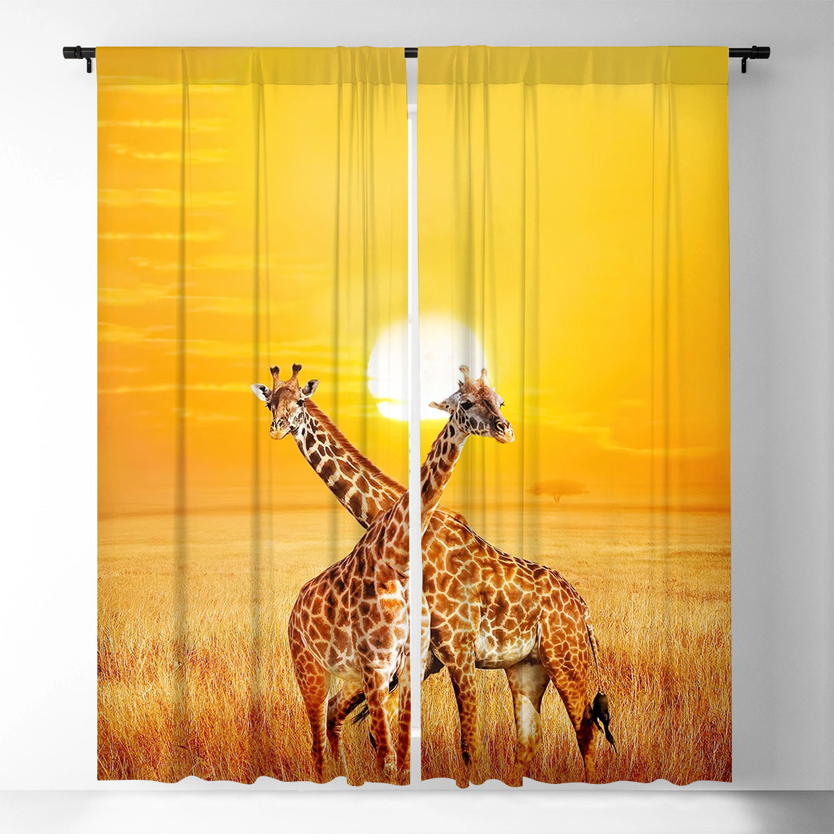 Giraffe Under The Sunset Window Curtain_2_1