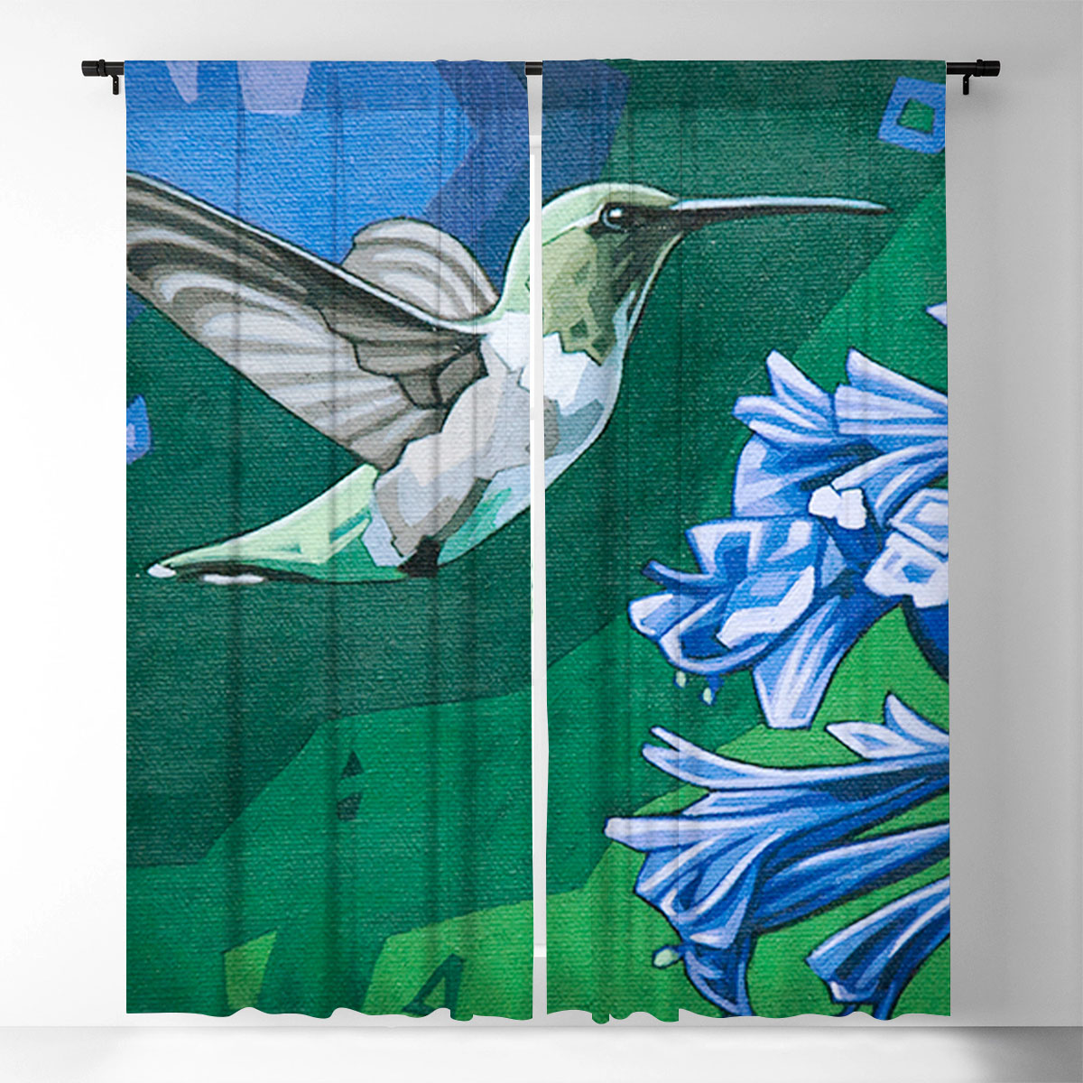 Green Humming Bird Window Curtain_2_1