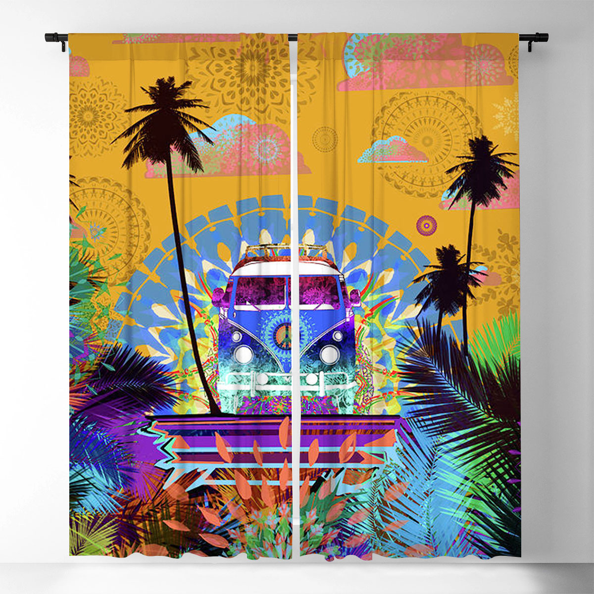 Hippie Go Camping Window Curtain_2_1
