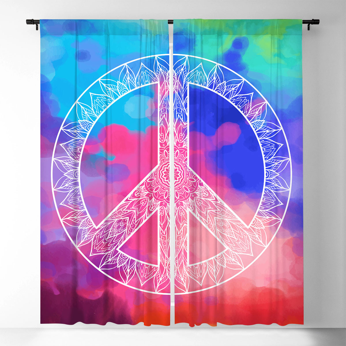 Hippie Peace Love Window Curtain_2_1
