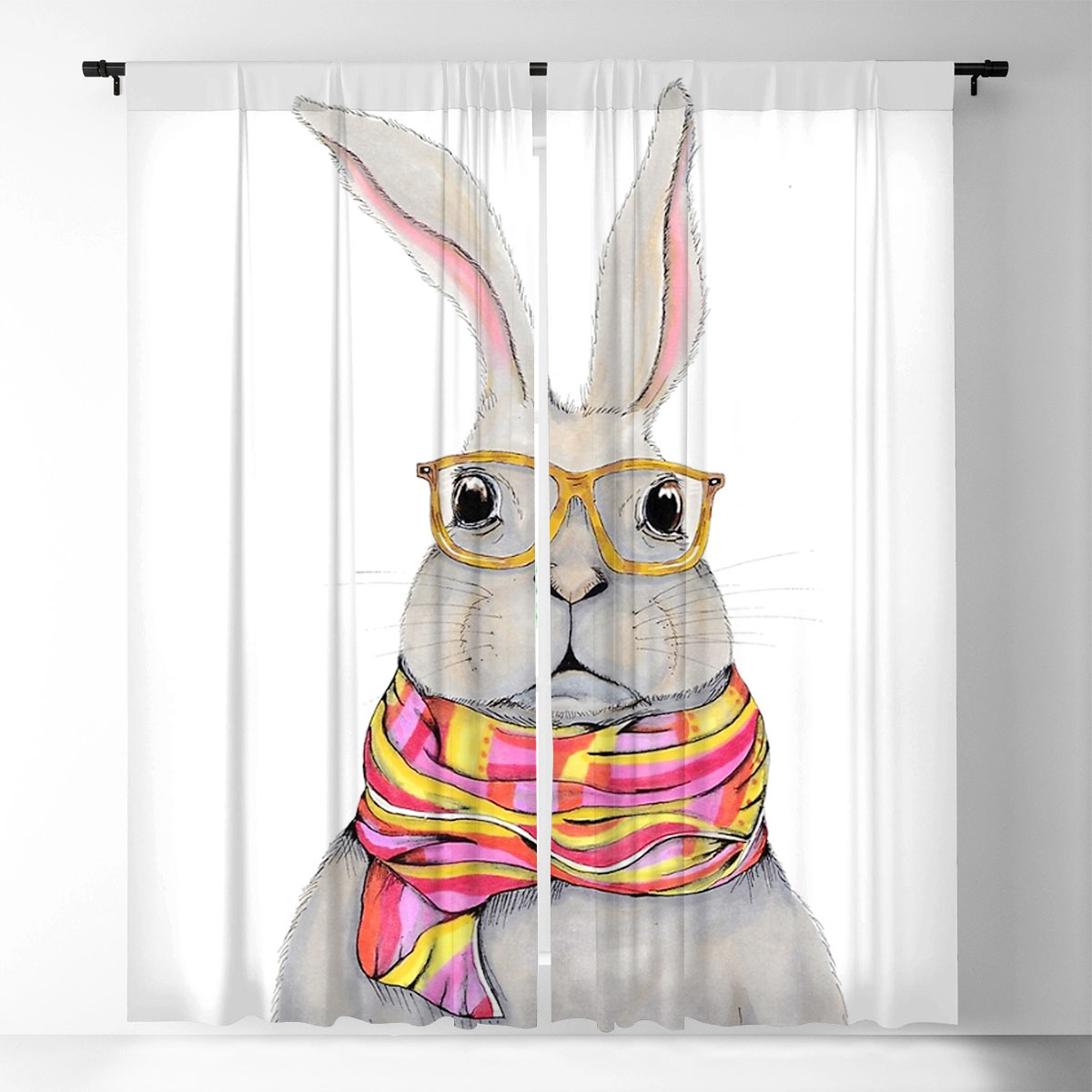 Hipster Bunny Window Curtain_2_1