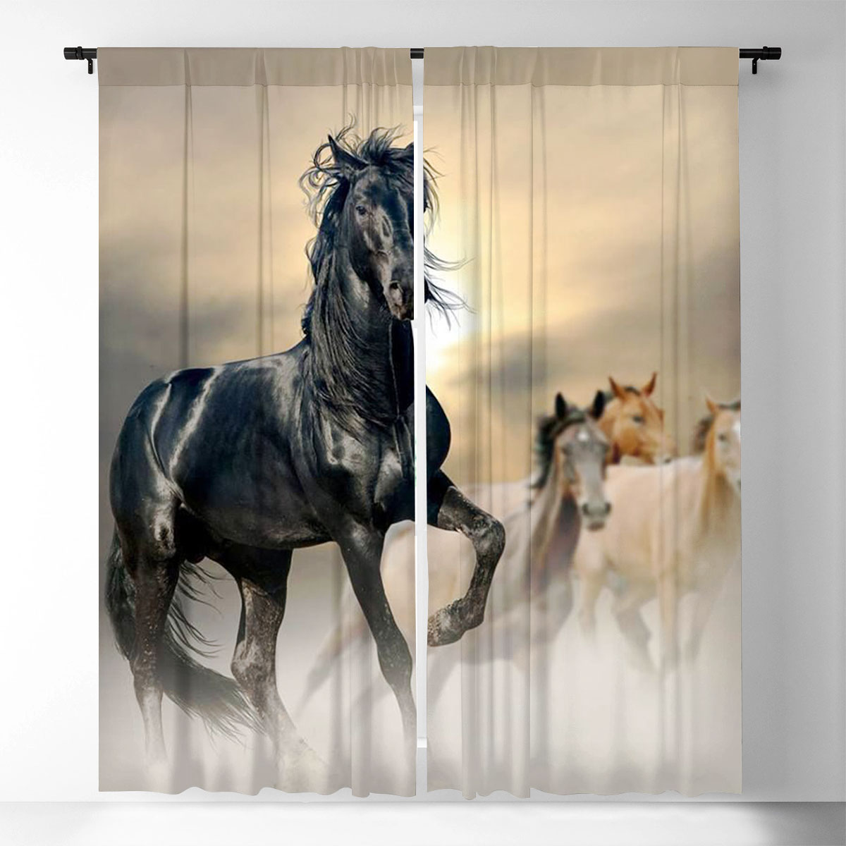 Horse In The Wild Window Curtain_2_1