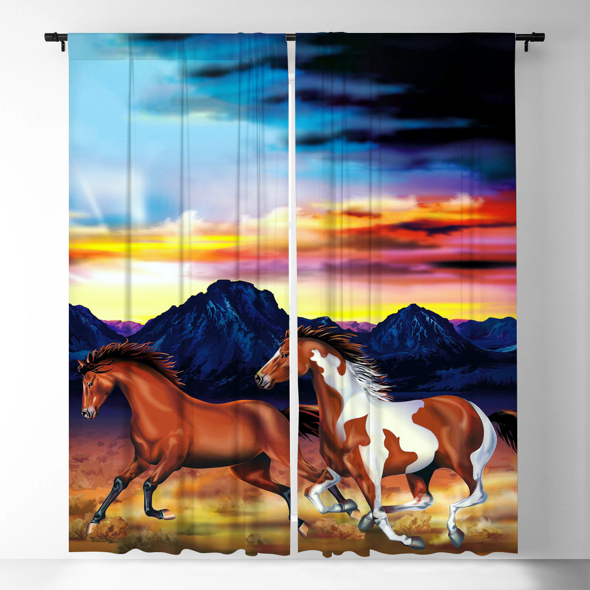 Horse Pattern Window Curtain_2_1