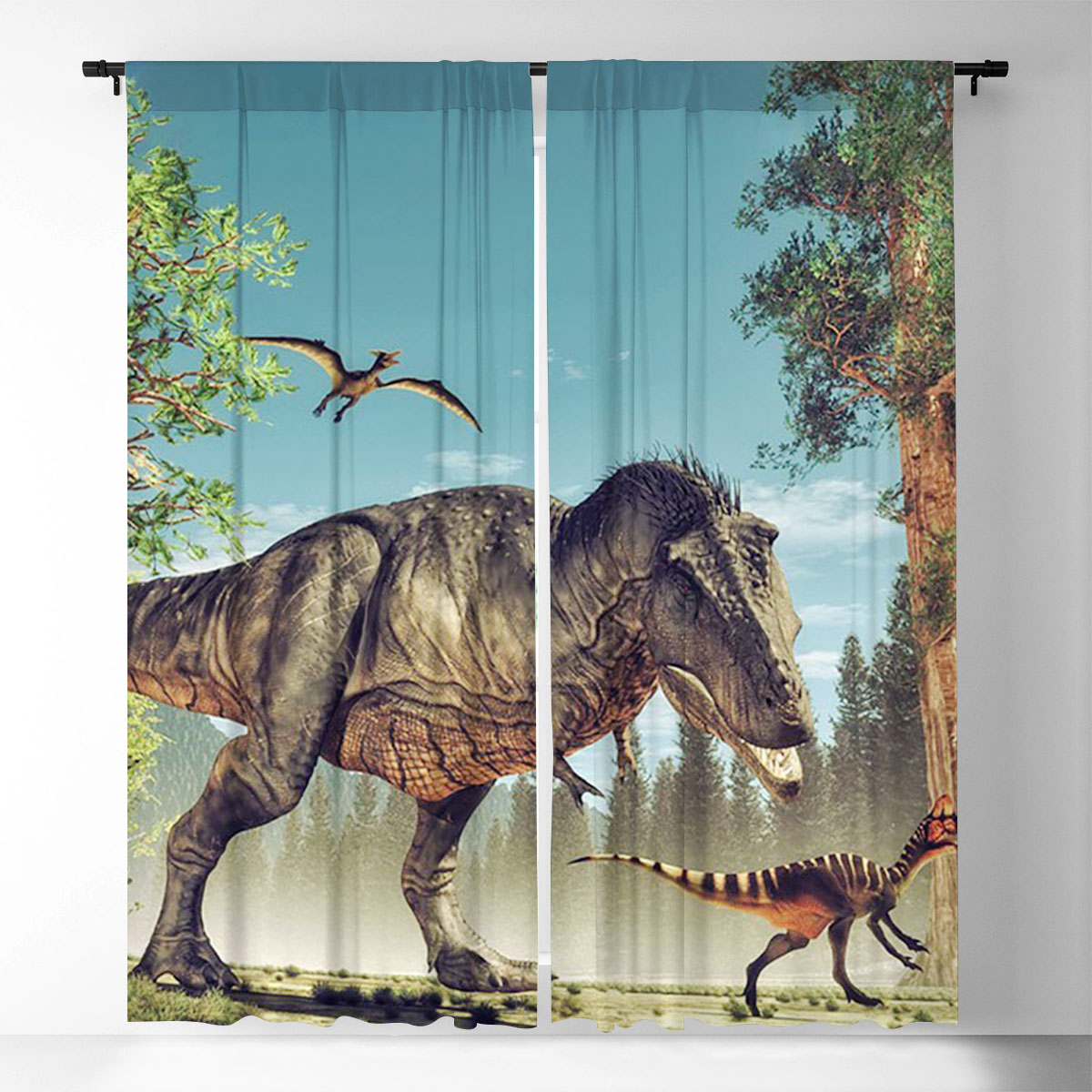 Hunting Dinosaur Window Curtain_2_1