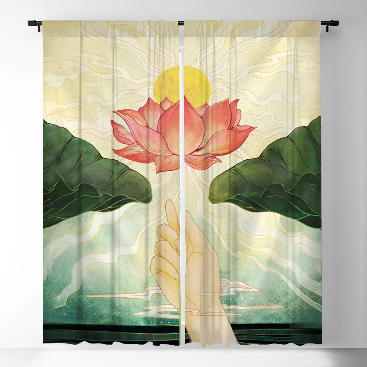 Lotus Sunset Window Curtain_2_1