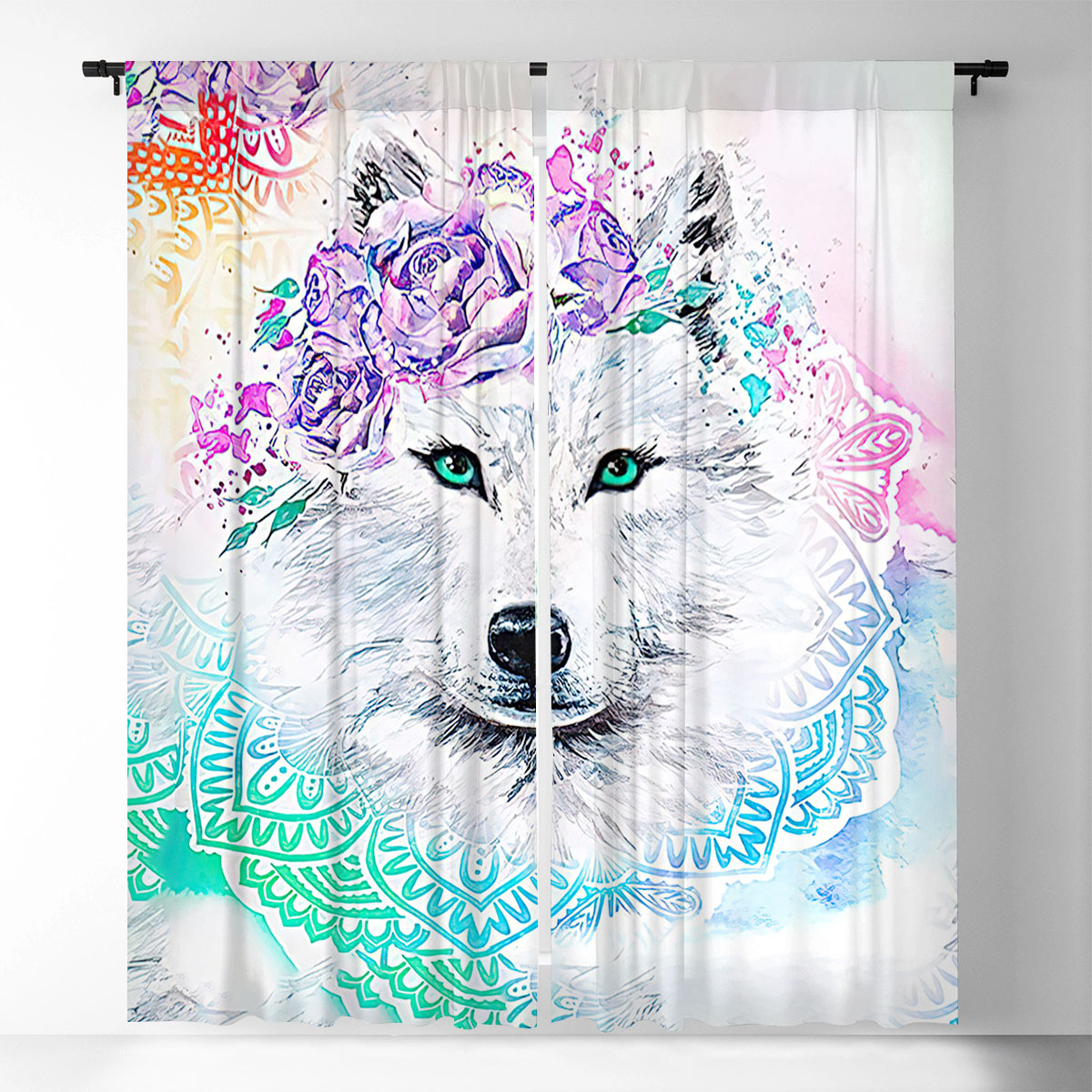 Lotus Tie Dye Wolf Window Curtain_2_1