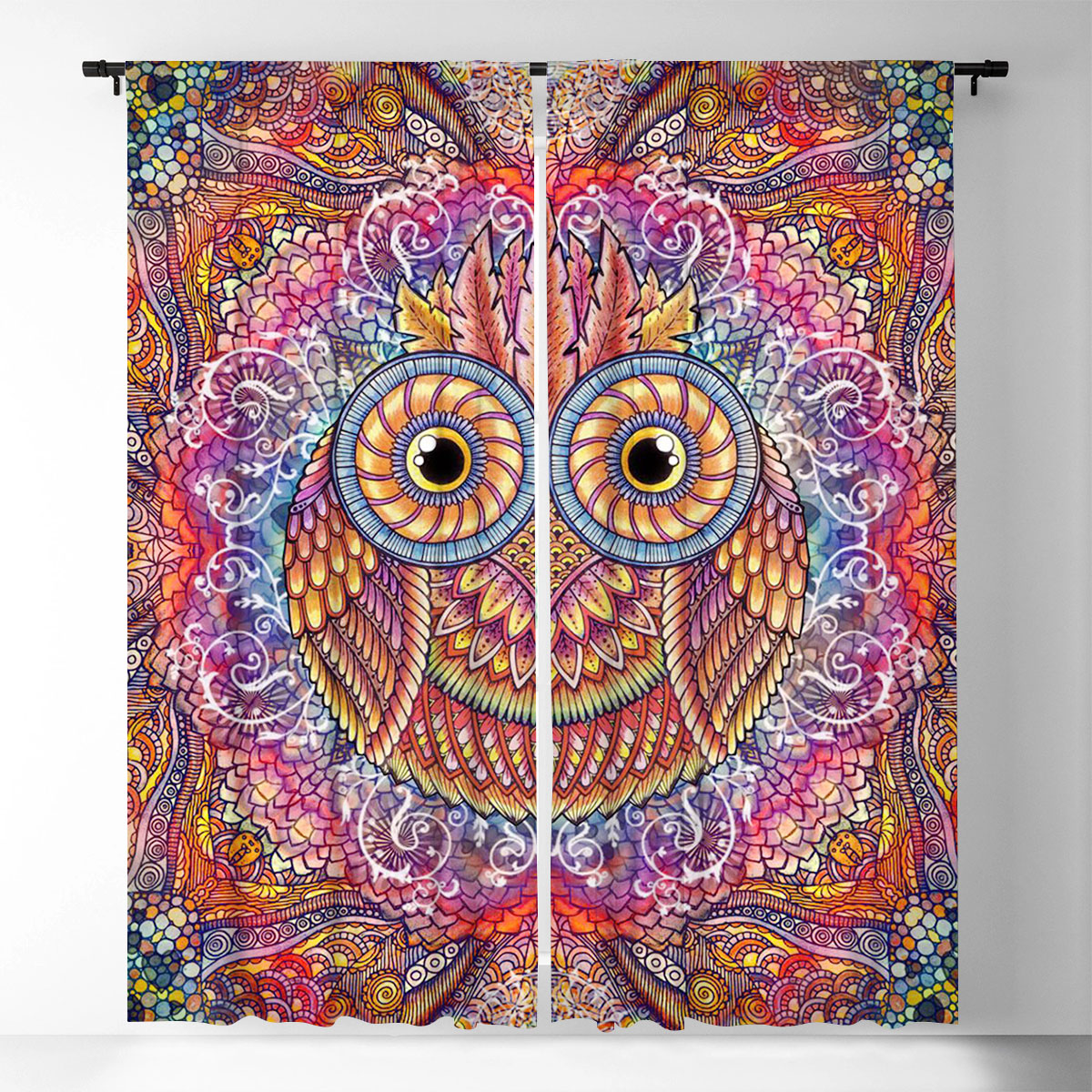 Mandala Owl Window Curtain_2_1