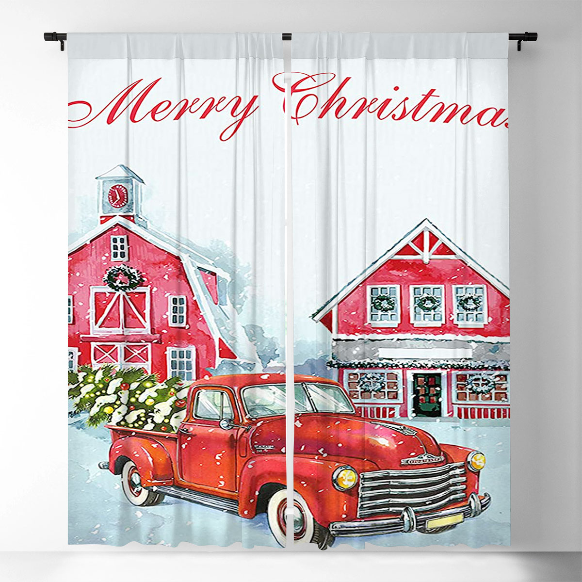 Merry Christmas Winter Window Curtain_2_1