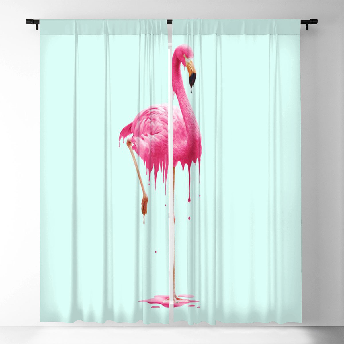 Mint Flamingo Window Curtain_2_1