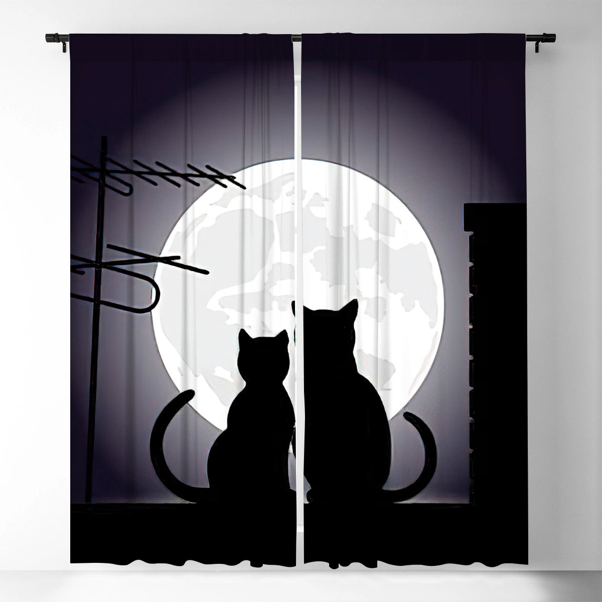 Moon Cat Window Curtain_2_1