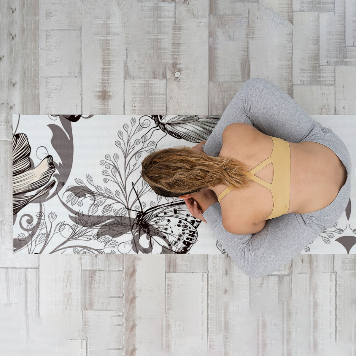 Flower And Butterfly Yoga Mat_2_1