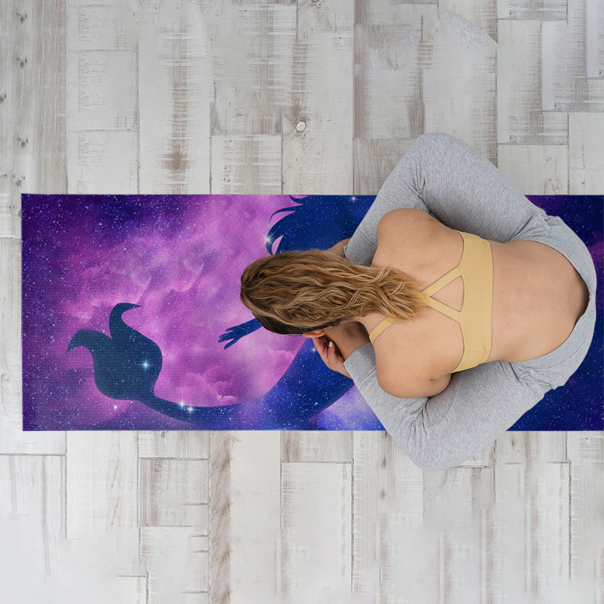 Mermaid In Galaxy Space Yoga Mat_2_1