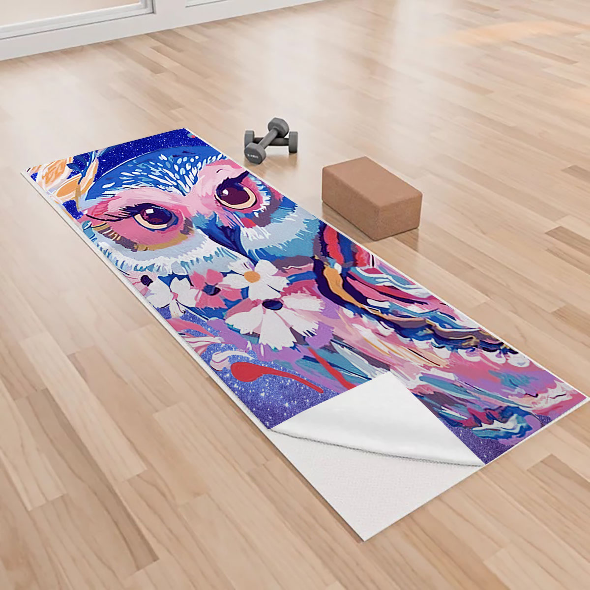 Galaxy Pink Owl Yoga Towels_2_1