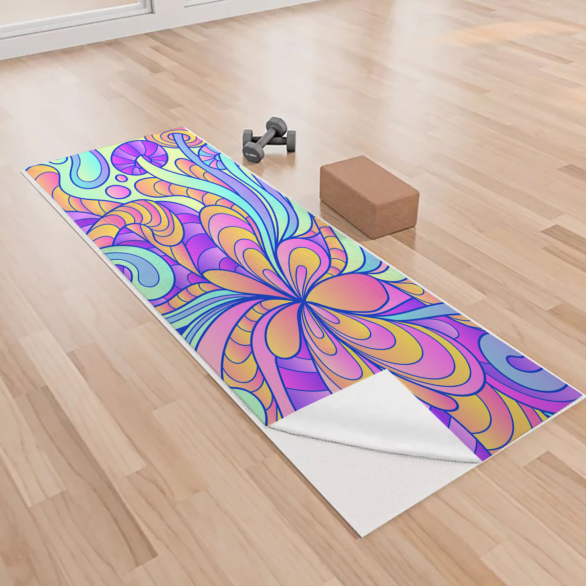 Hippie Psychedelic Flower Yoga Towels_2_1