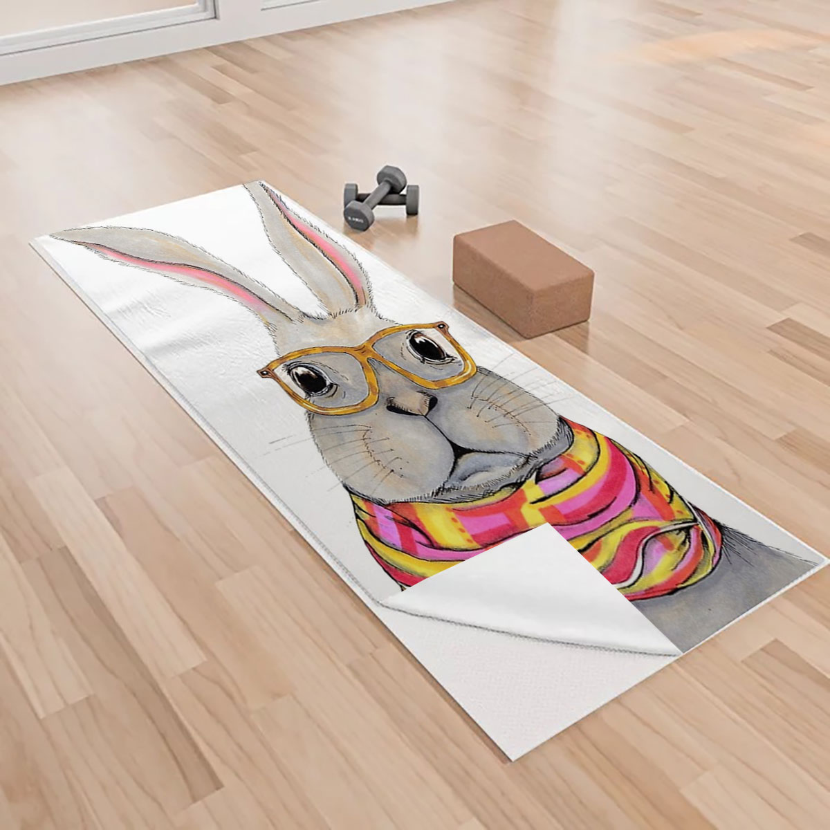 Hipster Bunny Yoga Towels_2_1