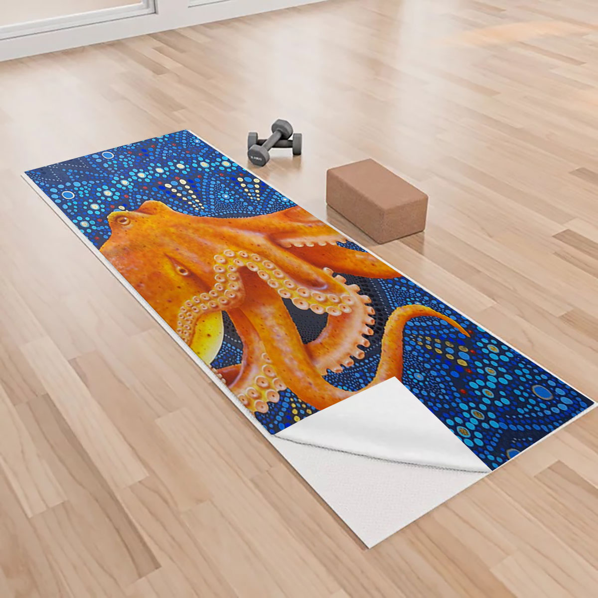 Mandala Orange Octopus Yoga Towels_2_1