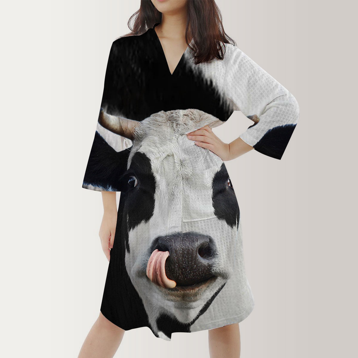 Funny Cow Satin Kimono Robe
