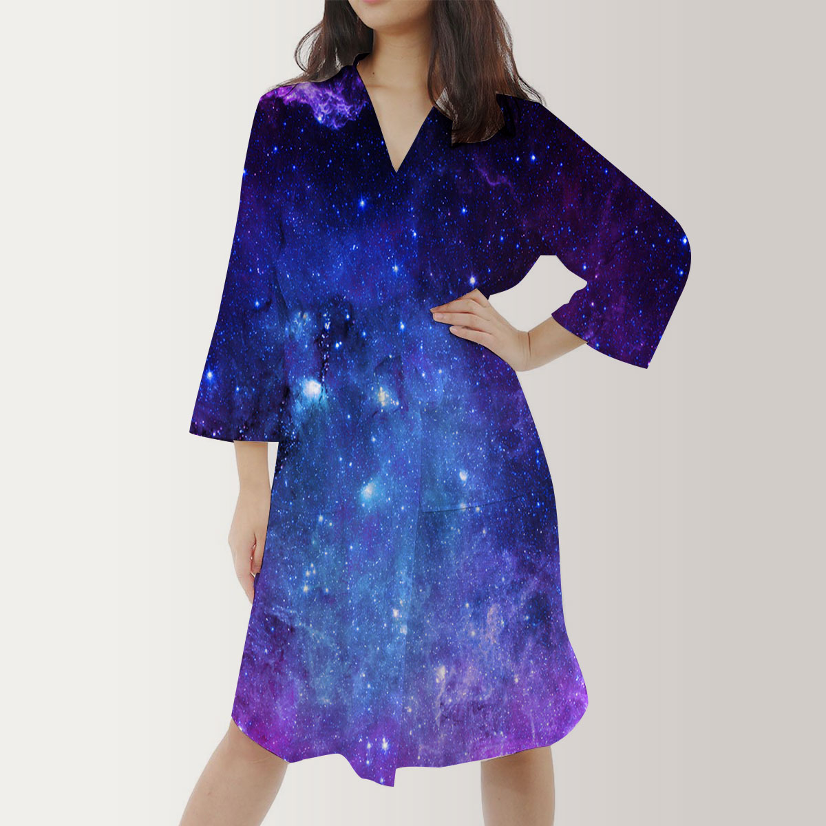 Galaxy Space Satin Kimono Robe