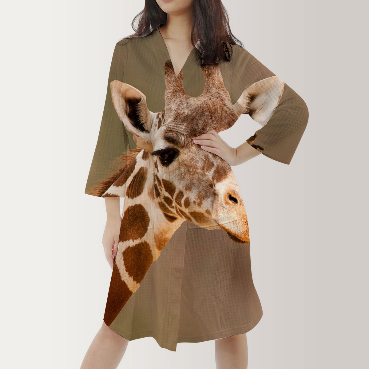 Giraffe Satin Kimono Robe