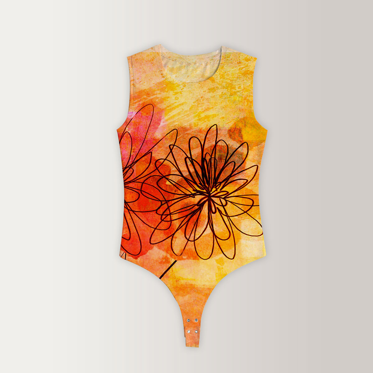 Floral Whimsy Abstract Sleeveless Bodysuit