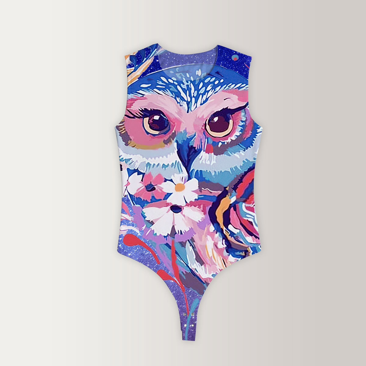 Galaxy Pink Owl Sleeveless Bodysuit