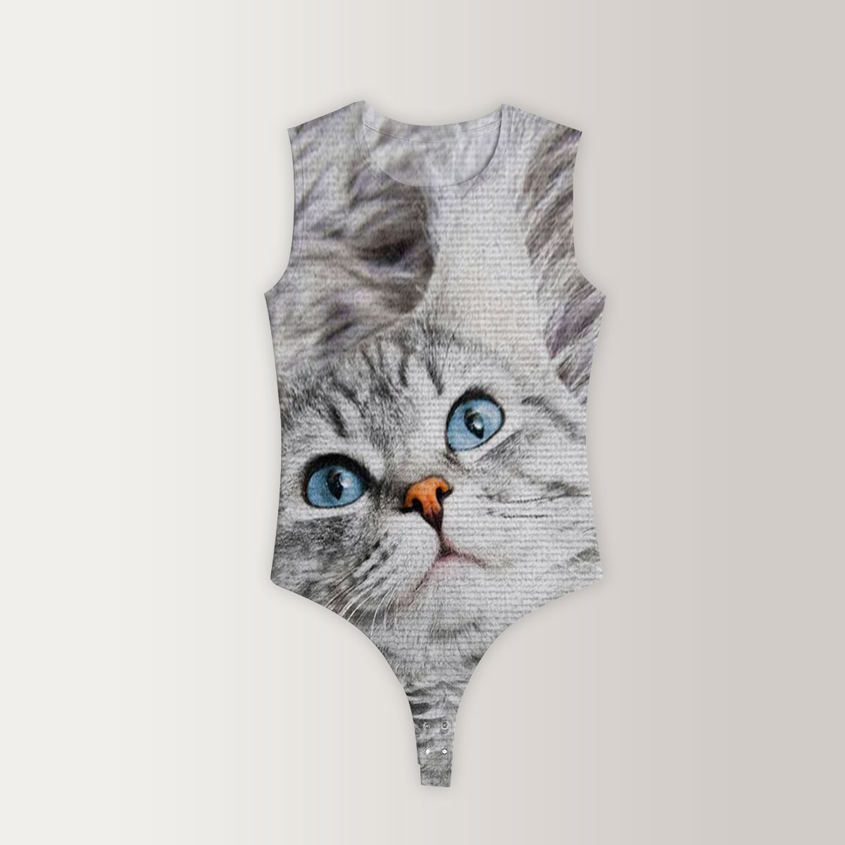 Gray Cat Sleeveless Bodysuit