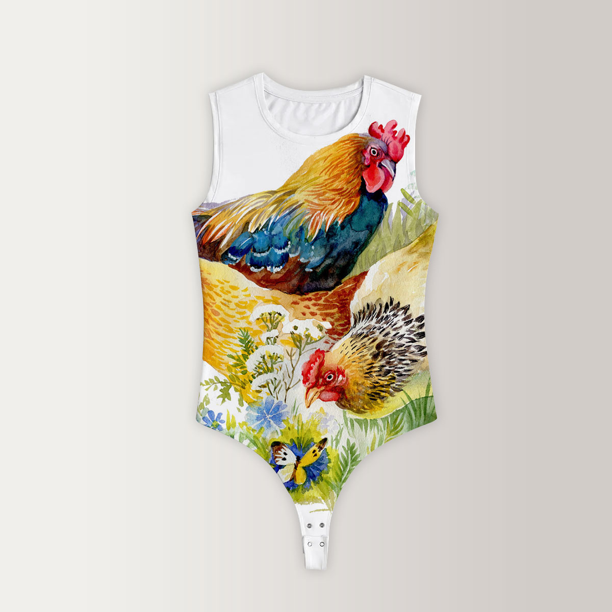 Happy Chicken Sleeveless Bodysuit
