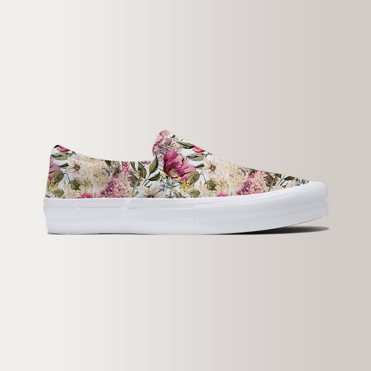 Floral Vintage Peony Slip On Sneakers