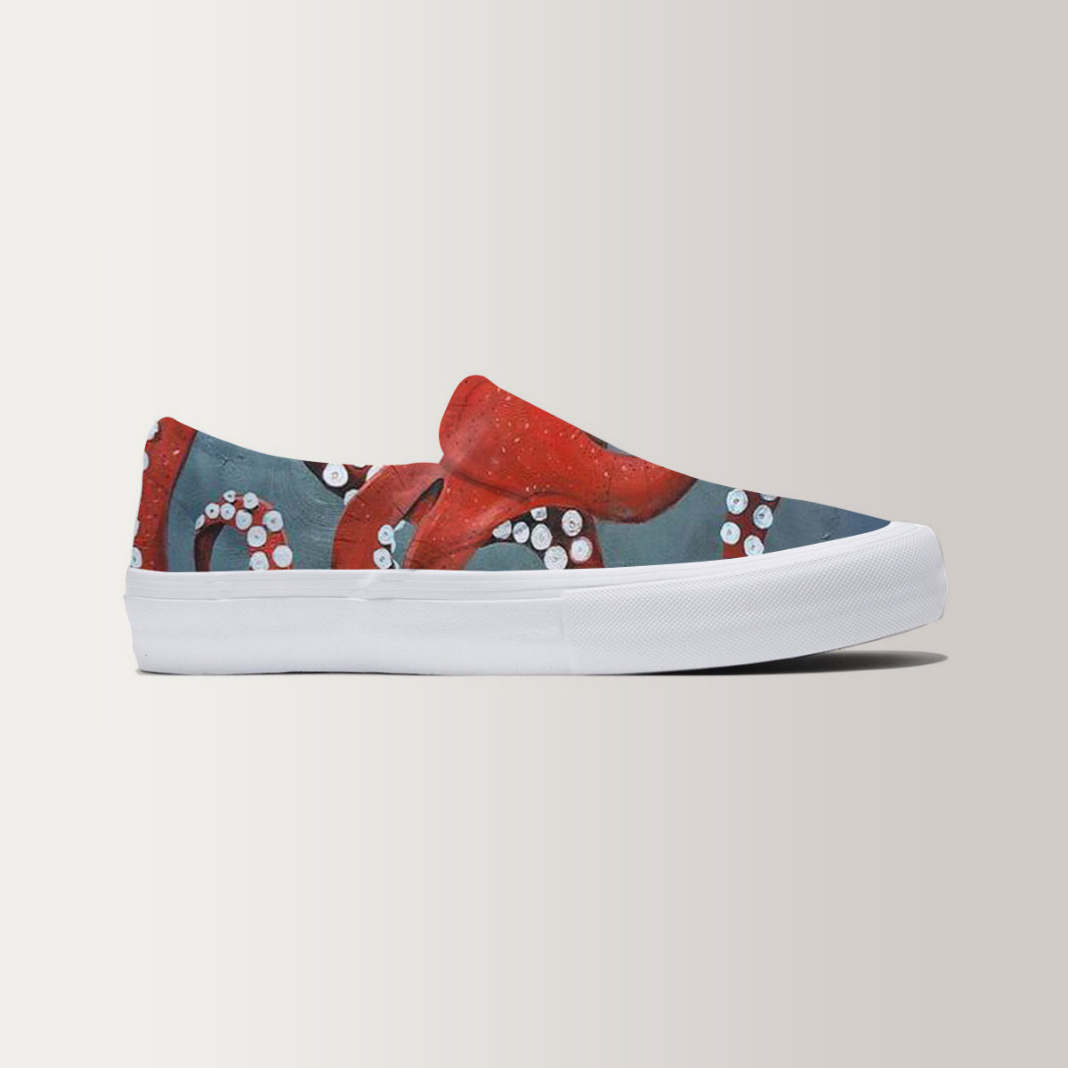Giant Red Octopus Slip On Sneakers