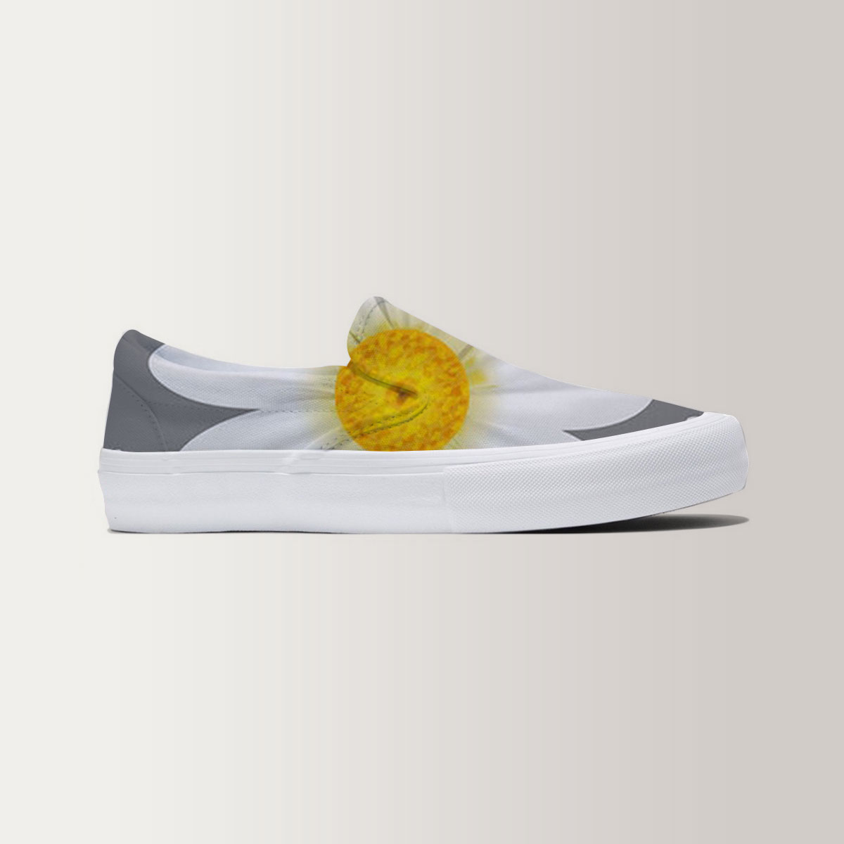 Grey White Daisy Slip On Sneakers