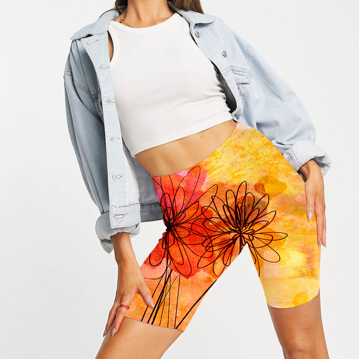 Floral Whimsy Abstract Casual Shorts