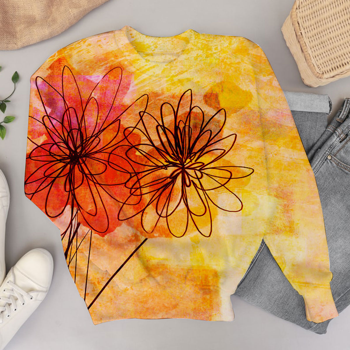 Floral Whimsy Abstract Sweater