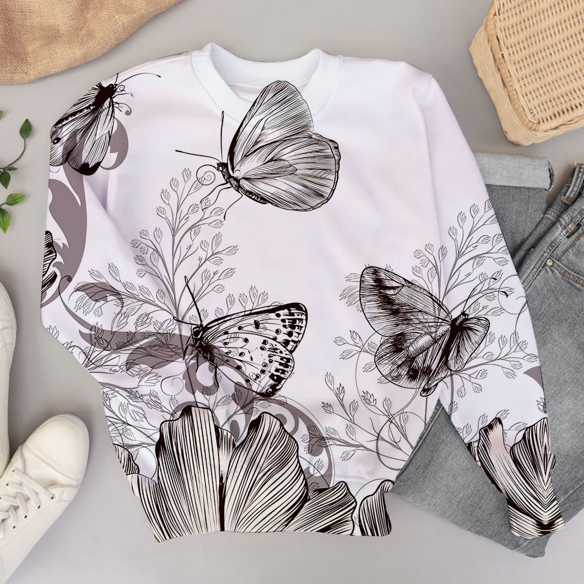 Flower And Butterfly Sweater